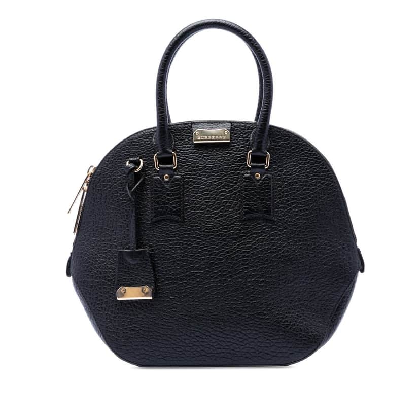 Burberry Large Grained Calfskin Heritage Orchard Bowling Bag Black Leather Very good condition - Front View
