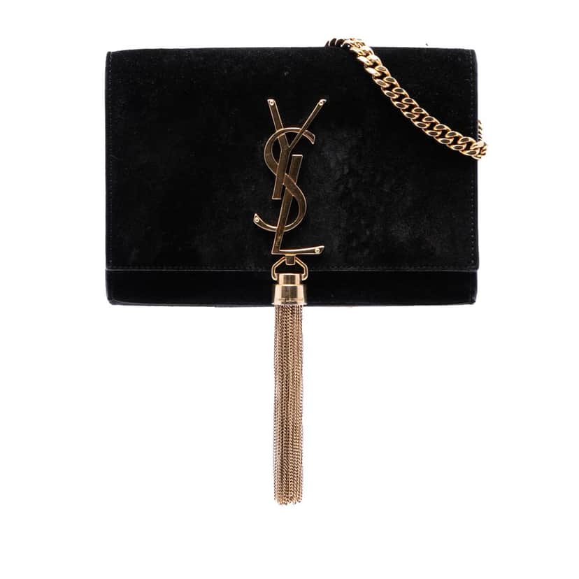 Saint Laurent Small Suede Monogram Kate Tassel Crossbody Black Leather Very good condition - Front View