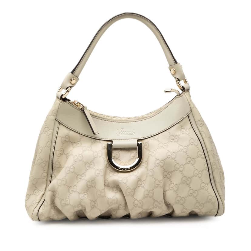 Gucci Guccissima Abbey D Ring Handbag White Leather Very good condition - Front View