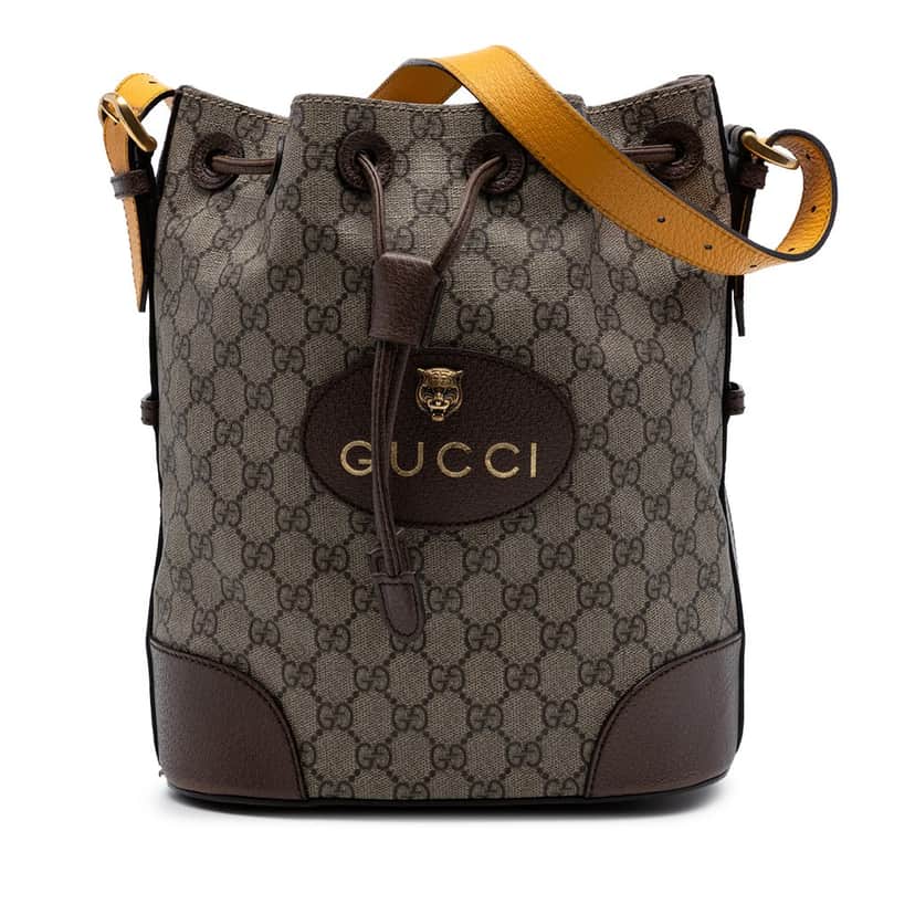 Gucci GG Supreme Neo Vintage Drawstring Bucket Bag Beige Very good condition - Front View