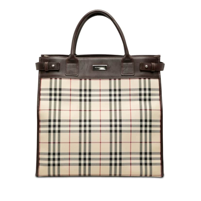 Burberry House Check Canvas Convertible Tote Beige Very good condition - Front View