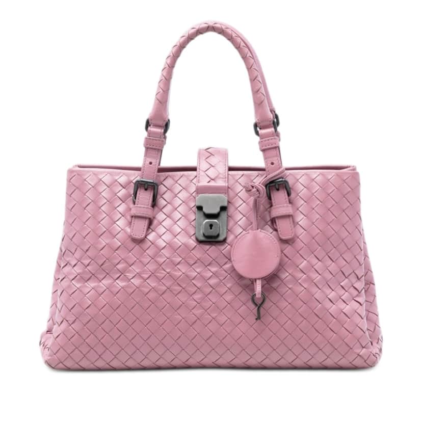 Bottega Veneta Small Nappa Intrecciato Roma Satchel Pink Leather Very good condition - Front View
