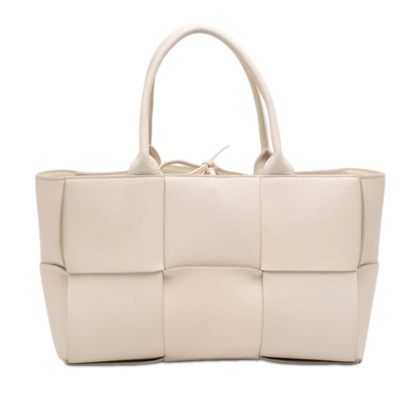 Bottega Veneta Small Nappa Maxi Intrecciato Arco Tote White Leather Very good condition - Front View