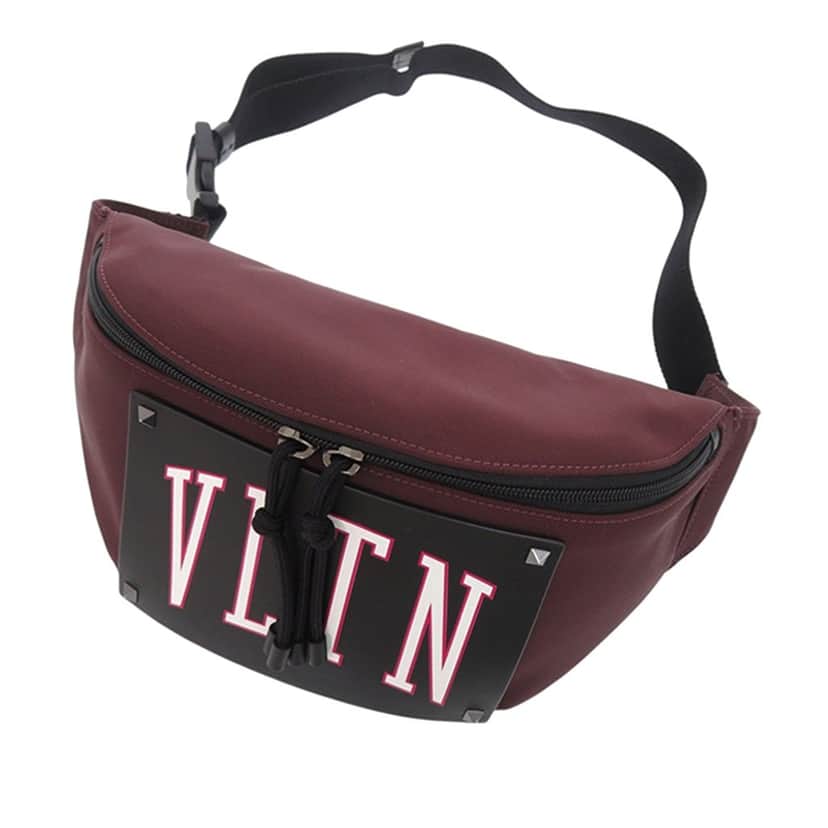 Valentino Nylon and Leather VLTN Rockstud Belt Bag Red Very good condition - Front View