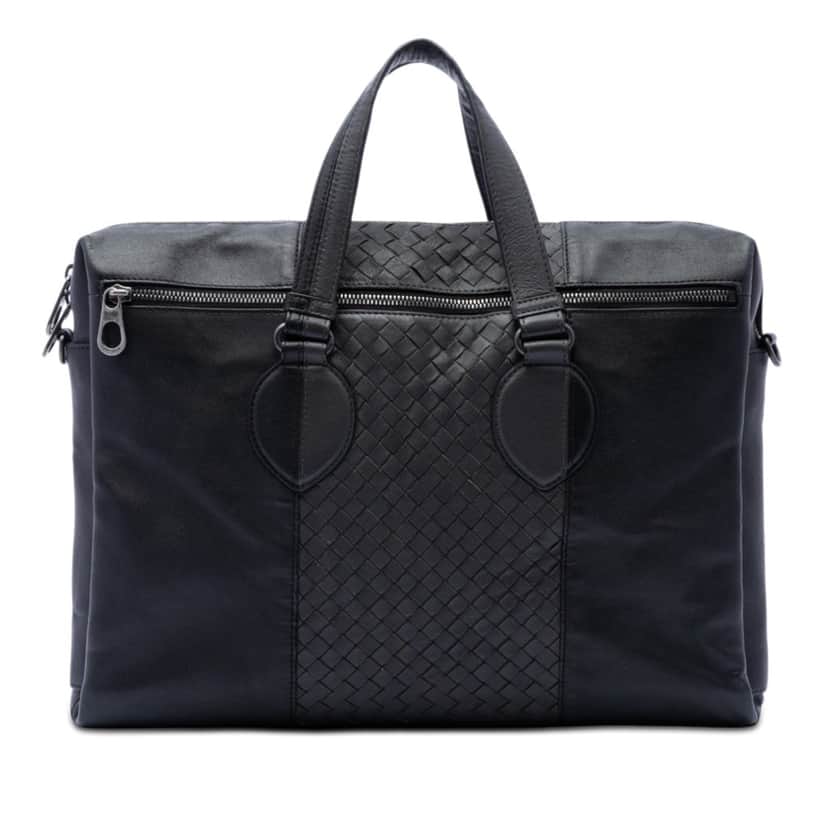 Bottega Veneta Bicolor Nappa Intrecciato Briefcase Black Leather Very good condition - Front View