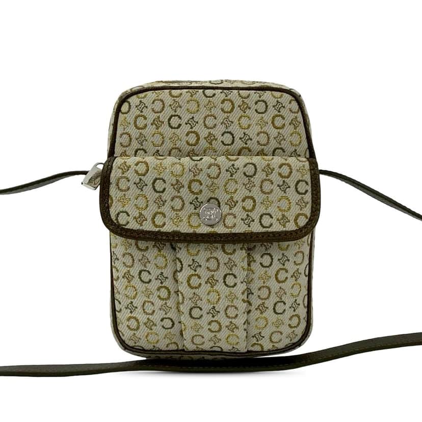 Celine C Macadam Canvas Crossbody Beige Very good condition - Front View