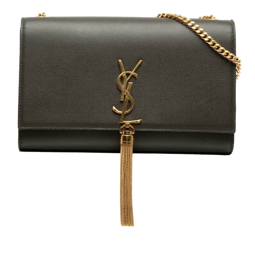 Saint Laurent Medium Grain de Poudre Monogram Kate Tassel Crossbody Brown Leather Very good condition - Front View