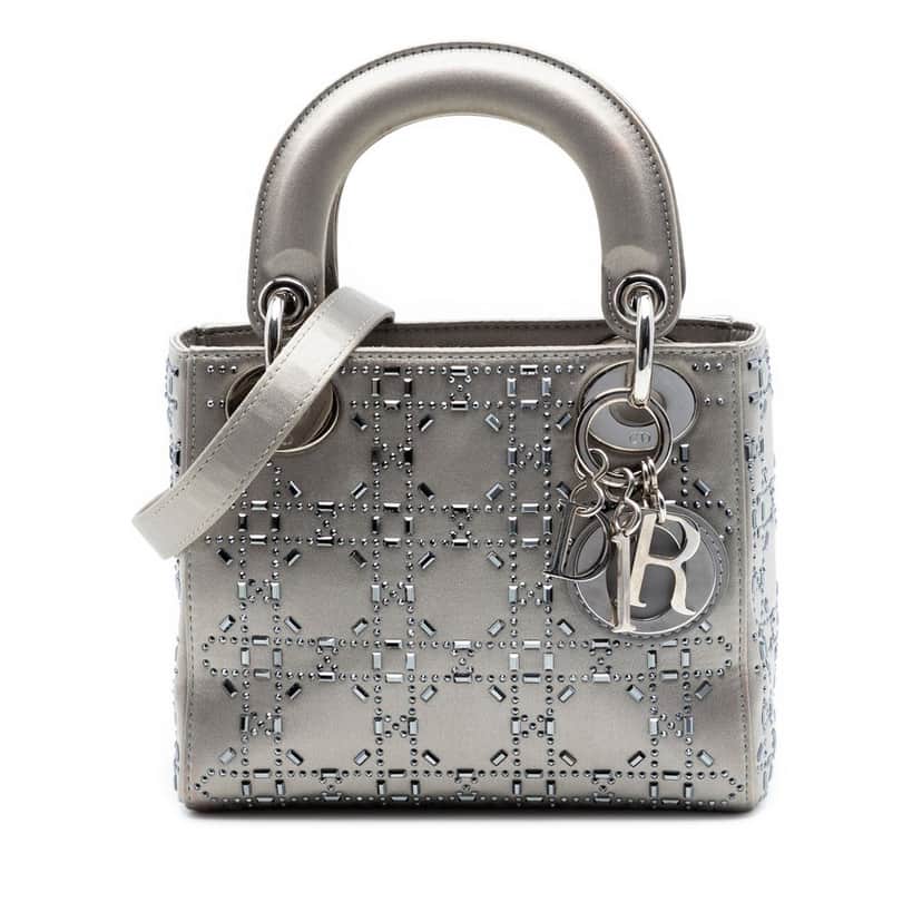 Dior Mini Satin Cannage Strass Crystal Embellished Lady Dior Other Very good condition - Front View