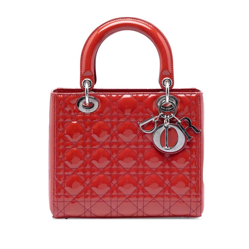 Dior Medium Patent Cannage Lady Dior Red Leather Very good condition - Front View