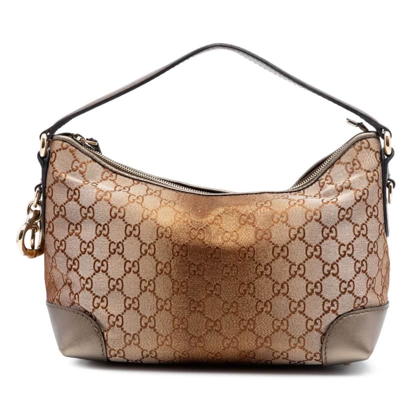 Gucci GG Lurex Heart Bit Handbag Brown Very good condition - Front View