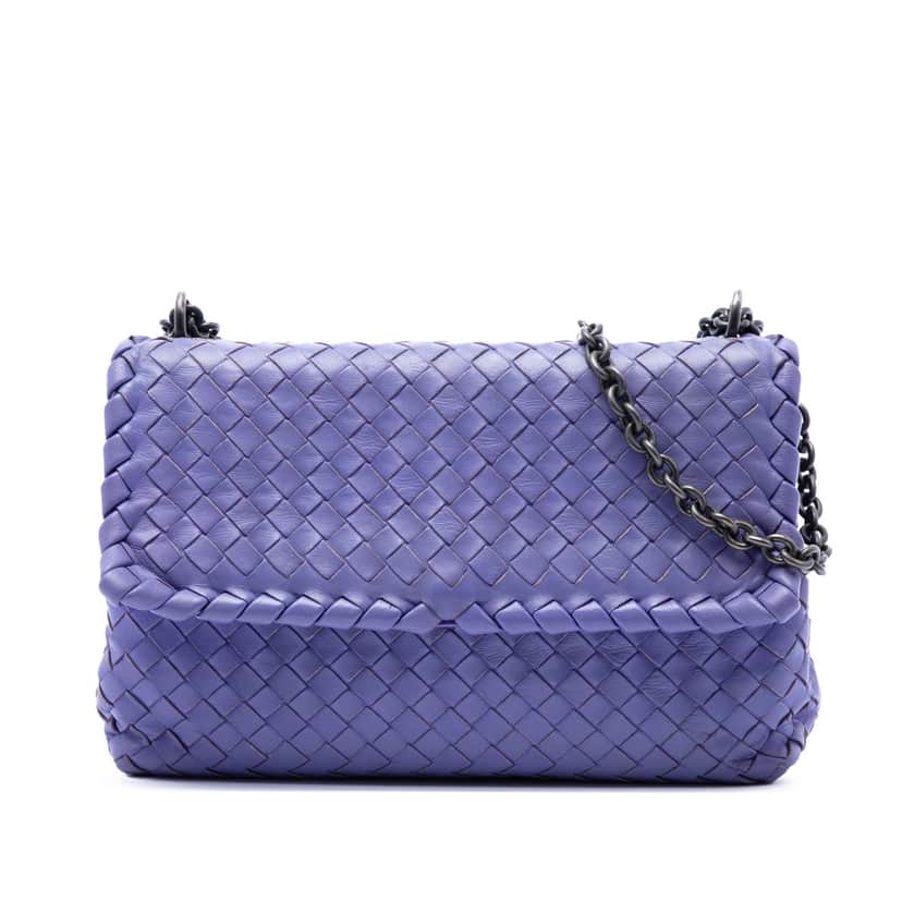 Bottega Veneta Small Nappa Intrecciato Olimpia Crossbody Purple Leather Very good condition - Front View