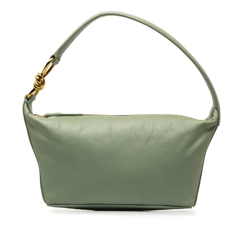 Bottega Veneta Small Knot Shoulder Bag Green Leather Very good condition - Front View