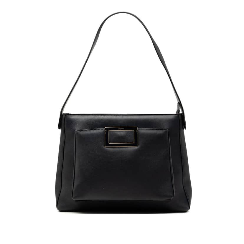 Ferragamo Leather Shoulder Bag Blue Leather Very good condition - Front View