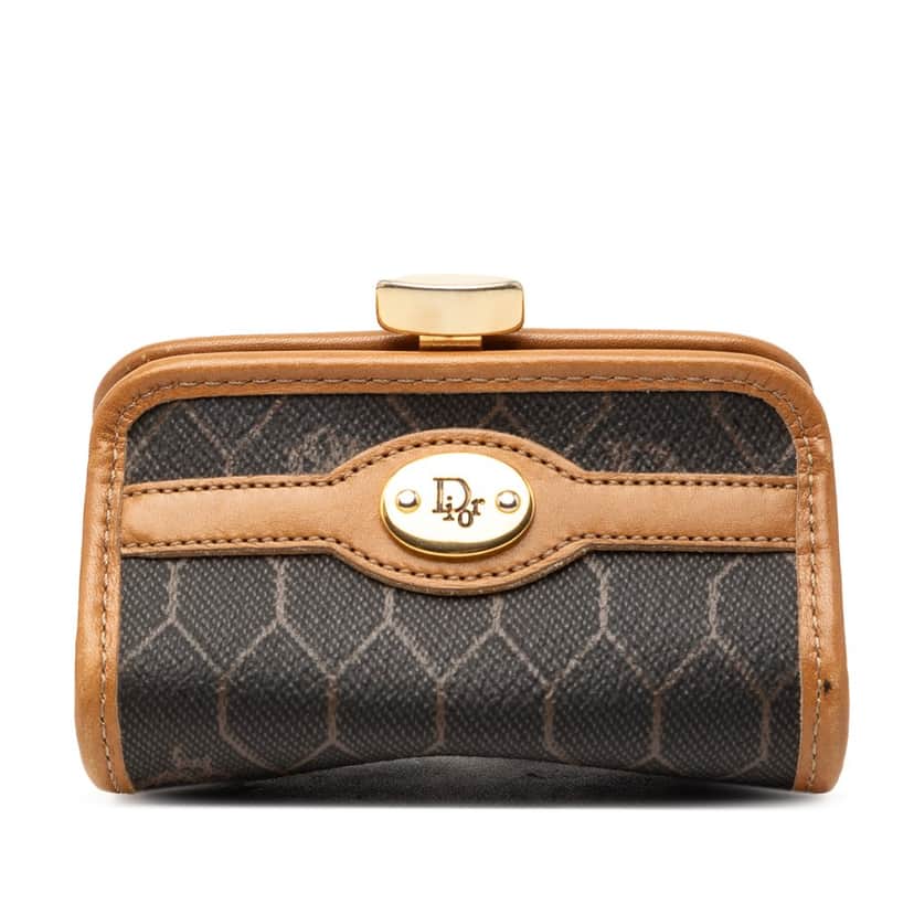 Dior Honeycomb Coated Canvas Coin Pouch Black Very good condition - Front View