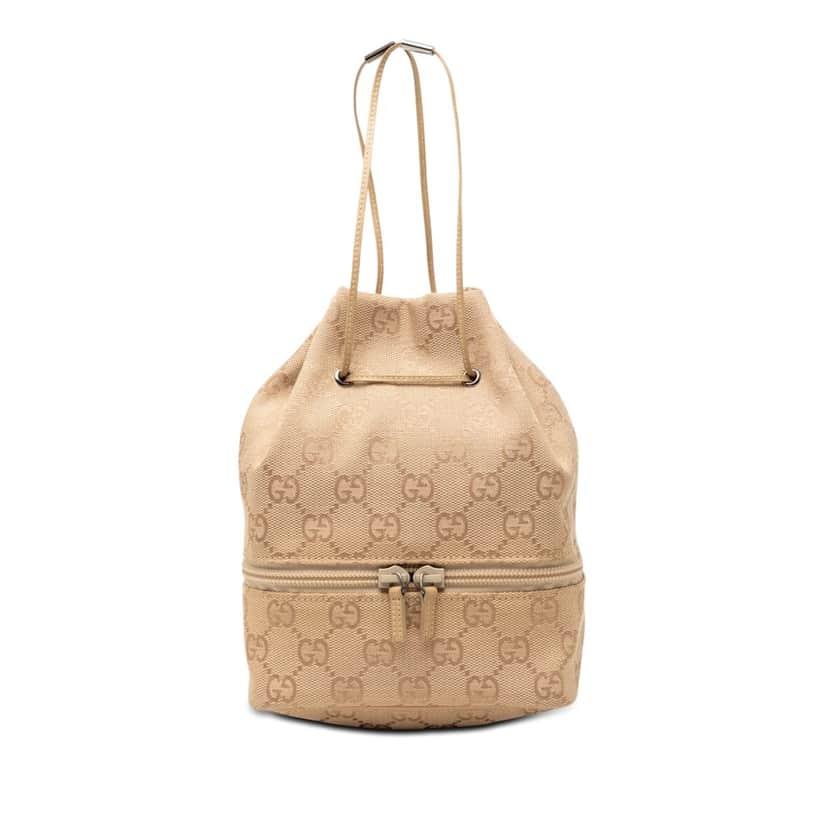 Gucci GG Canvas Drawstring Pouch Beige Very good condition - Front View