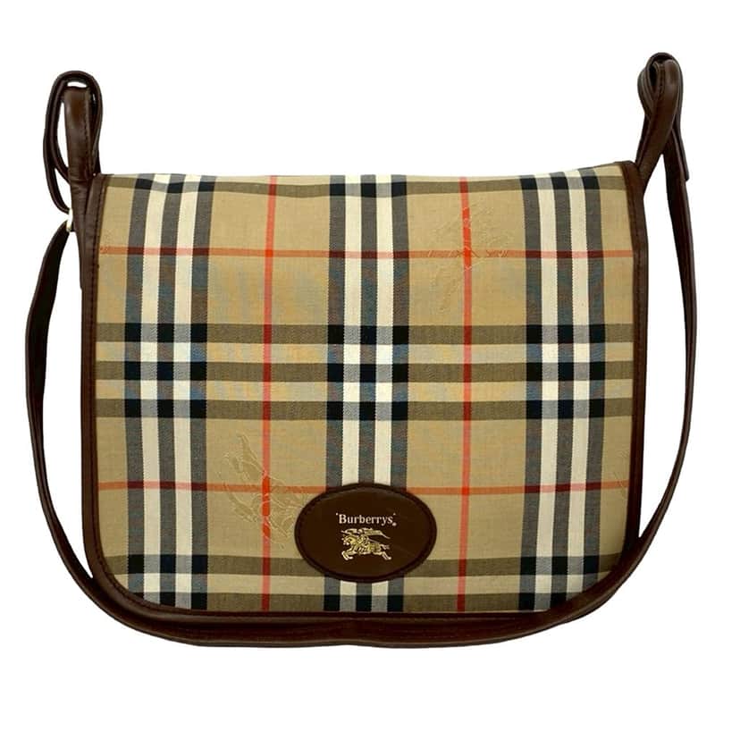 Burberry Haymarket Check Canvas Shoulder Bag Beige Very good condition - Front View