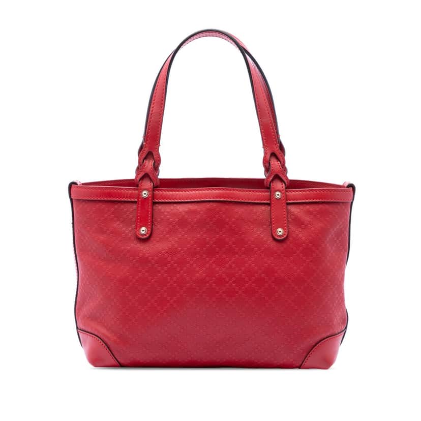 Gucci Small Diamante Leather Craft Tote Red Leather Very good condition - Front View