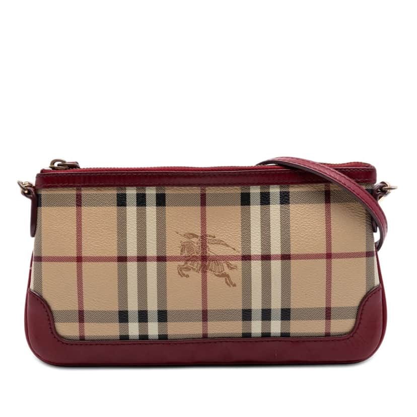 Burberry Haymarket Check Coated Canvas Peyton Crossbody Beige Very good condition - Front View