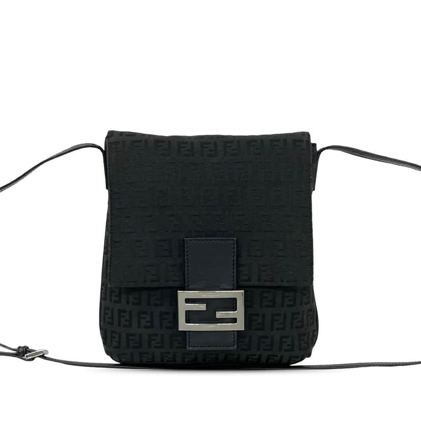Fendi Zucchino Canvas Crossbody Black Very good condition - Front View