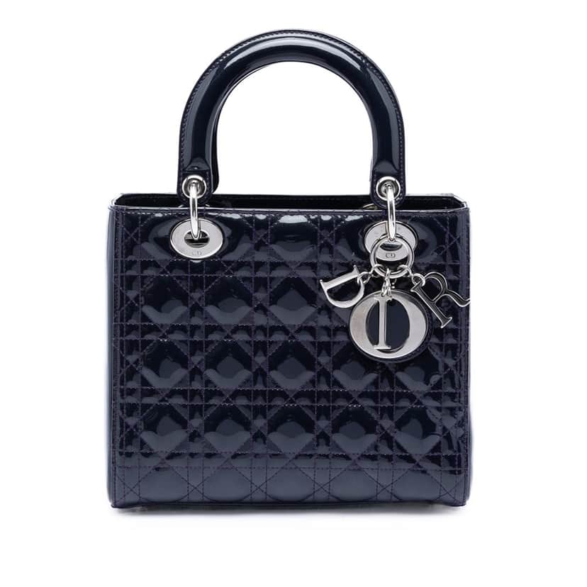 Dior Medium Patent Cannage Lady Dior Purple Leather Very good condition - Front View