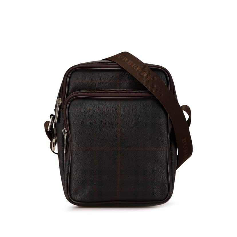 Burberry Smoke Check Coated Canvas Crossbody Brown Very good condition - Front View