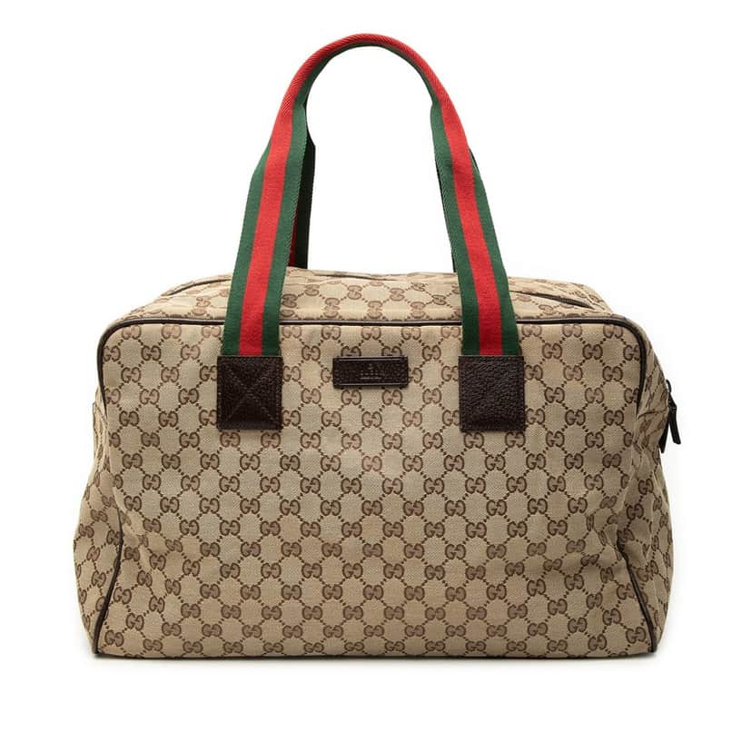 Gucci GG Canvas Web Duffle Bag Beige Very good condition - Front View