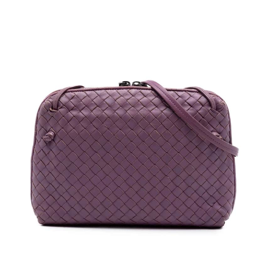 Bottega Veneta Nappa Intrecciato Nodini Crossbody Purple Leather Very good condition - Front View