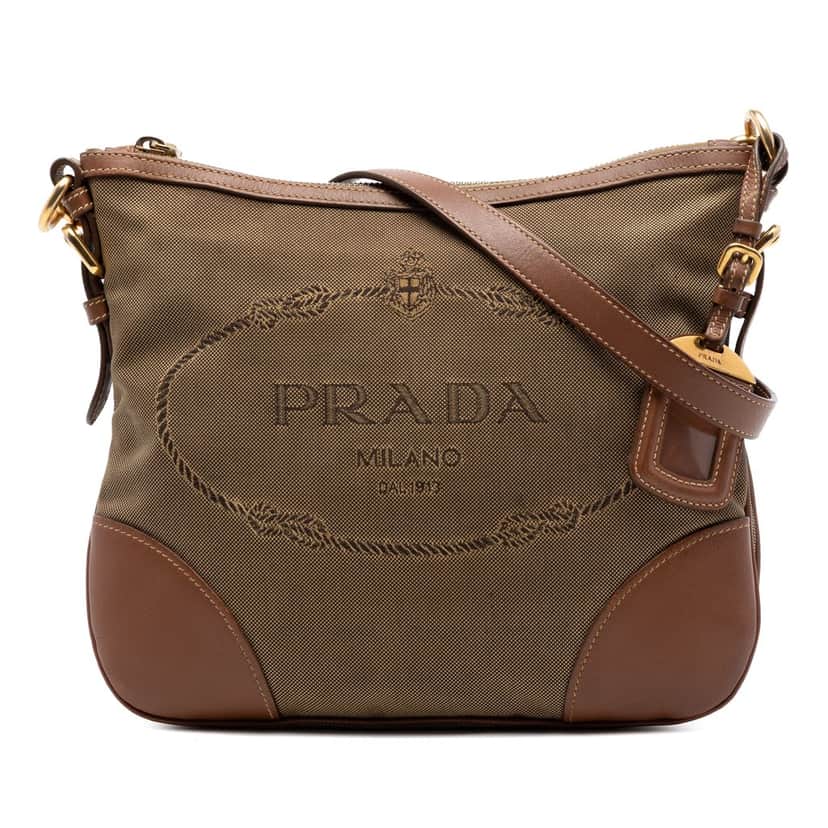 Prada Canvas Canapa Logo Crossbody Brown Very good condition - Front View