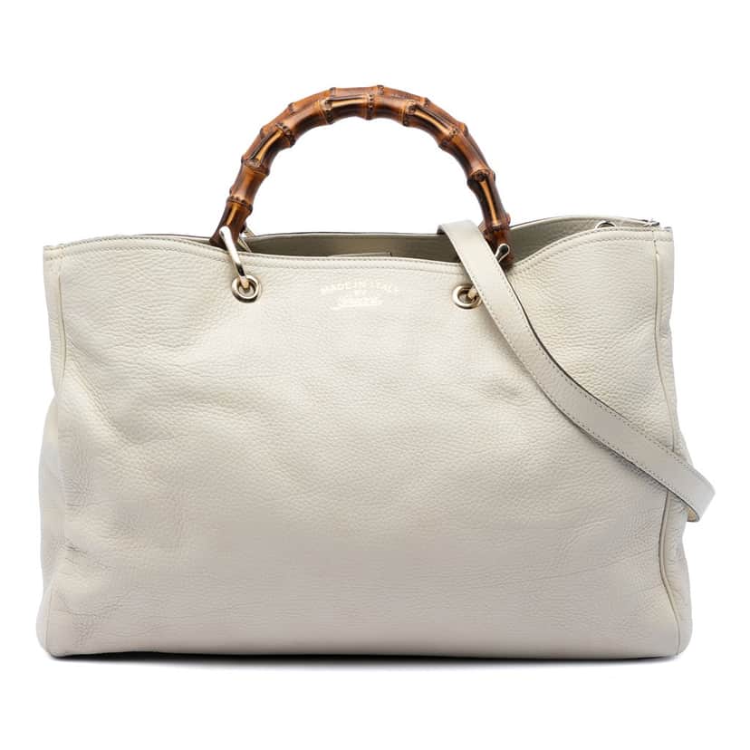 Gucci Large Calfskin Bamboo Shopper Satchel Brown Leather Very good condition - Front View