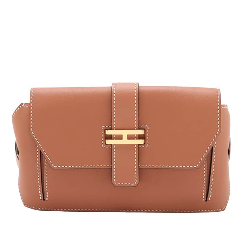 Hermès Swift Elan Pocket 24 Belt Bag Brown Leather Very good condition - Front View