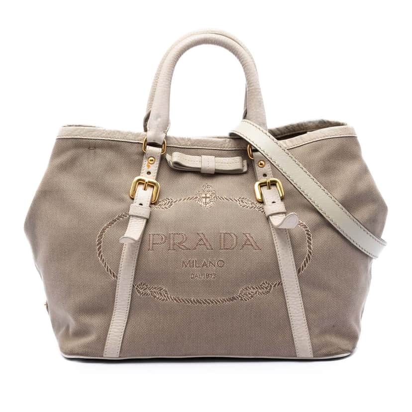 Prada Canvas Canapa Logo Satchel Brown Very good condition - Front View