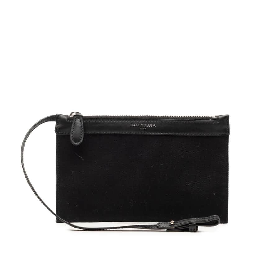 Balenciaga Canvas Navy Cabas Pouch Black Very good condition - Front View