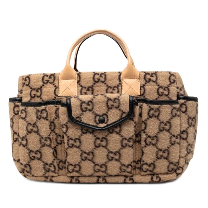 Gucci GG Wool Childrens Pocket Handbag Beige Very good condition - Front View