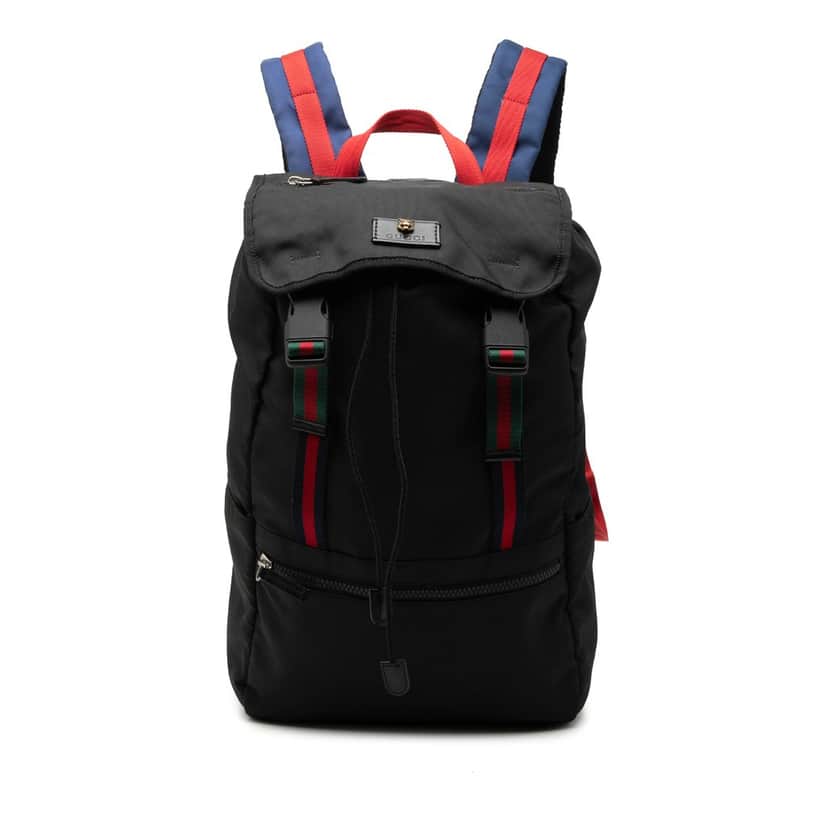 Gucci Canvas Techno Web Animalier Backpack Black Very good condition - Front View