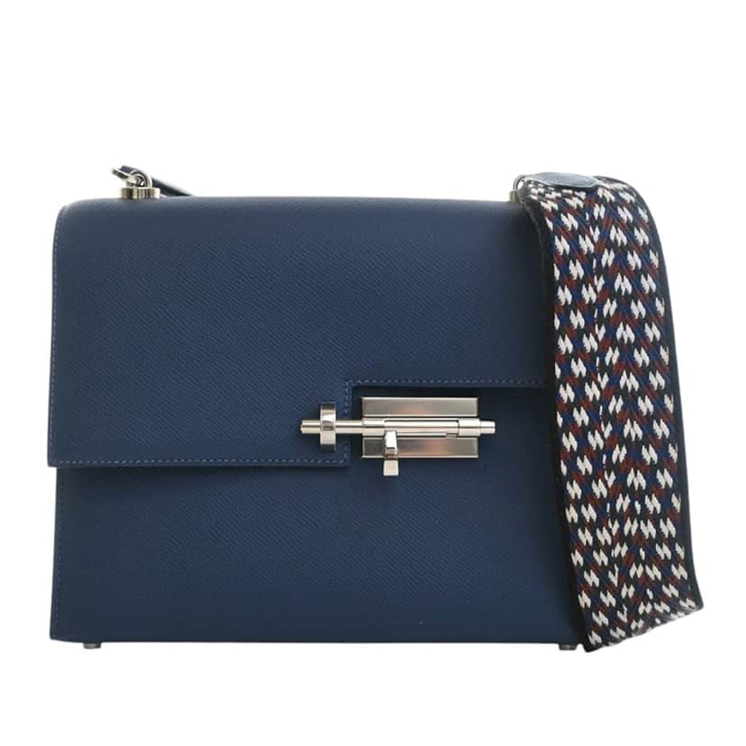 Hermès Epsom Verrou 23 Blue Leather Very good condition - Front View