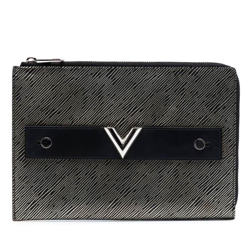 Louis Vuitton Epi Essential V Pochette Silver Leather Very good condition - Front View
