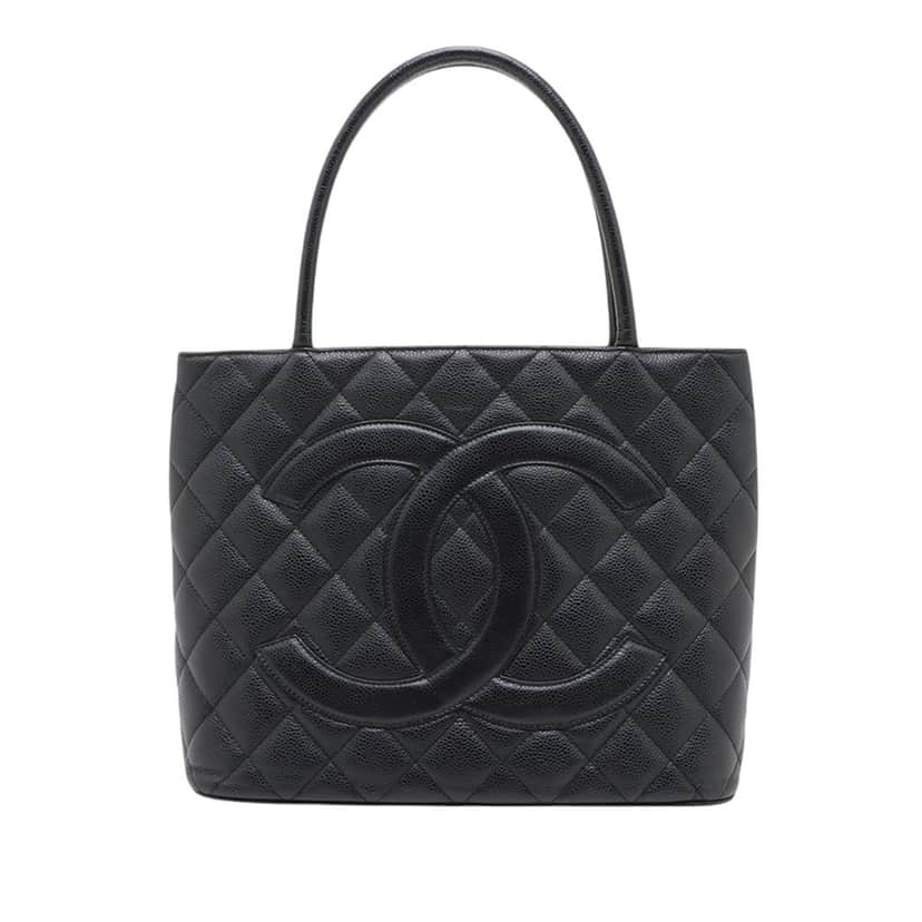 Chanel Caviar Medallion Tote Black Leather Very good condition - Front View