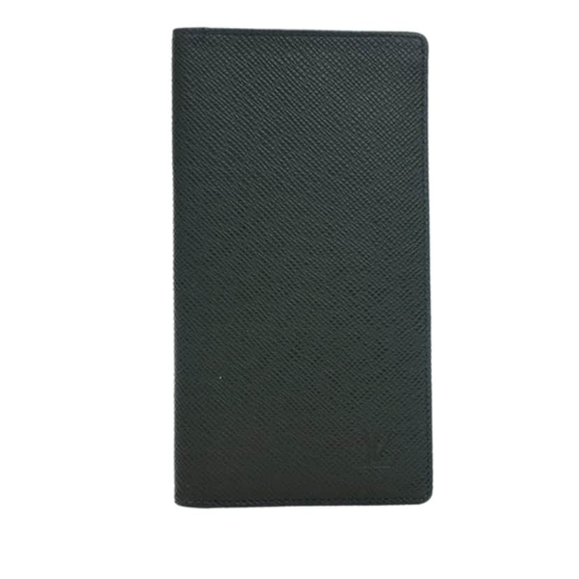 Louis Vuitton Taiga Checkbook Wallet Green Leather Very good condition - Front View