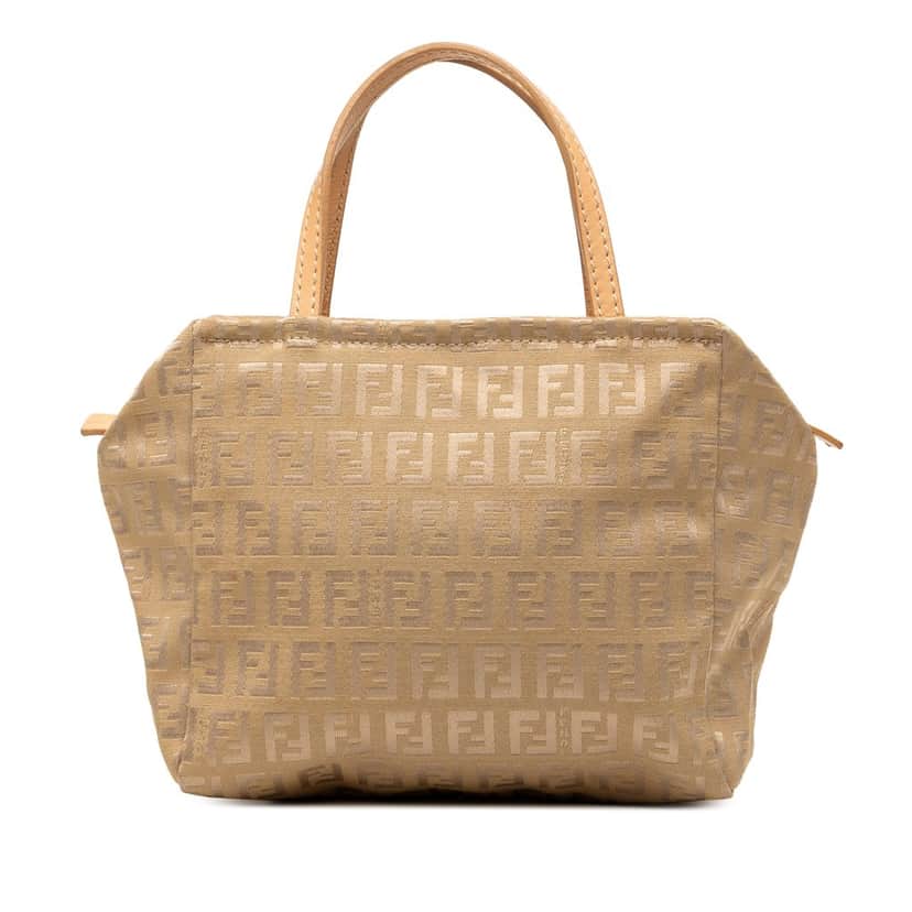 Fendi Mini Zucchino Canvas Handbag Beige Good condition - Front View