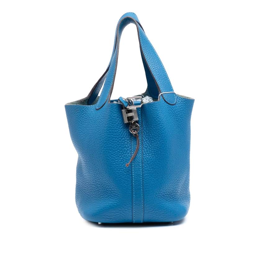 Hermès Clemence Picotin Lock 18 Blue Leather Very good condition - Front View