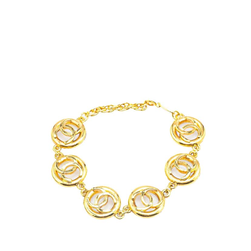 Chanel Gold Plated CC Chain Bracelet Gold Metal Very good condition - Front View