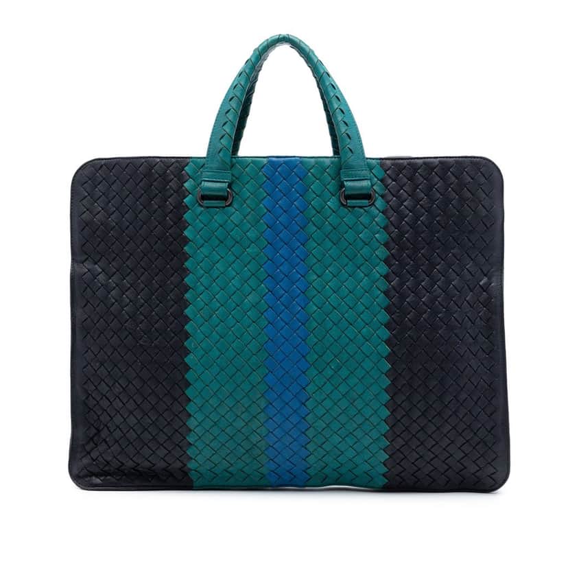 Bottega Veneta Nappa Intrecciato Club Fume Briefcase Black Leather Very good condition - Front View