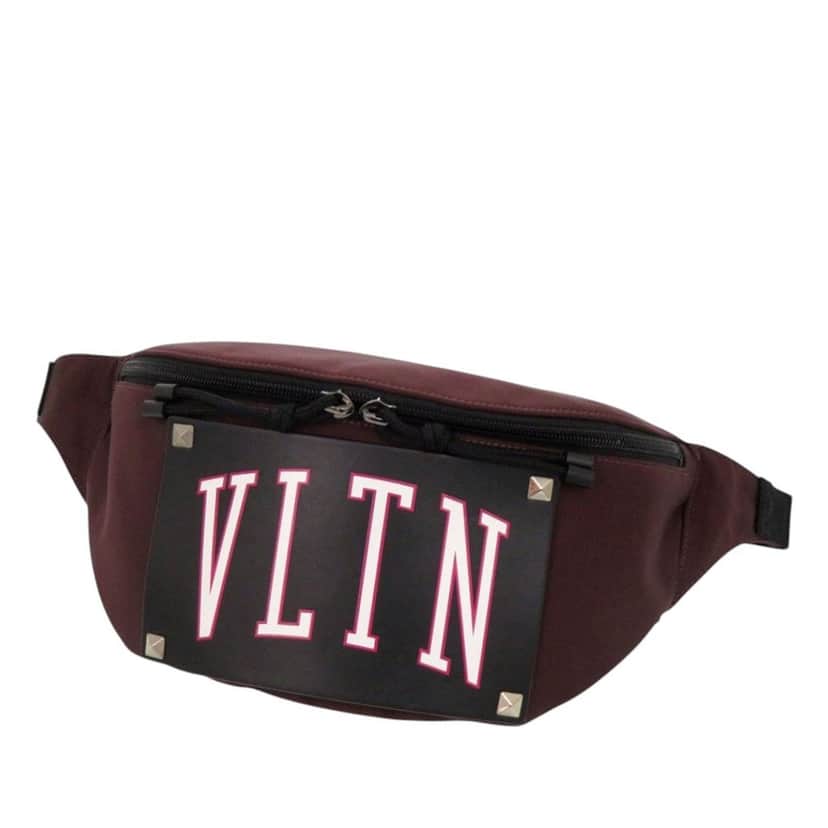 Valentino Nylon and Leather VLTN Rockstud Belt Bag Red Very good condition - Front View