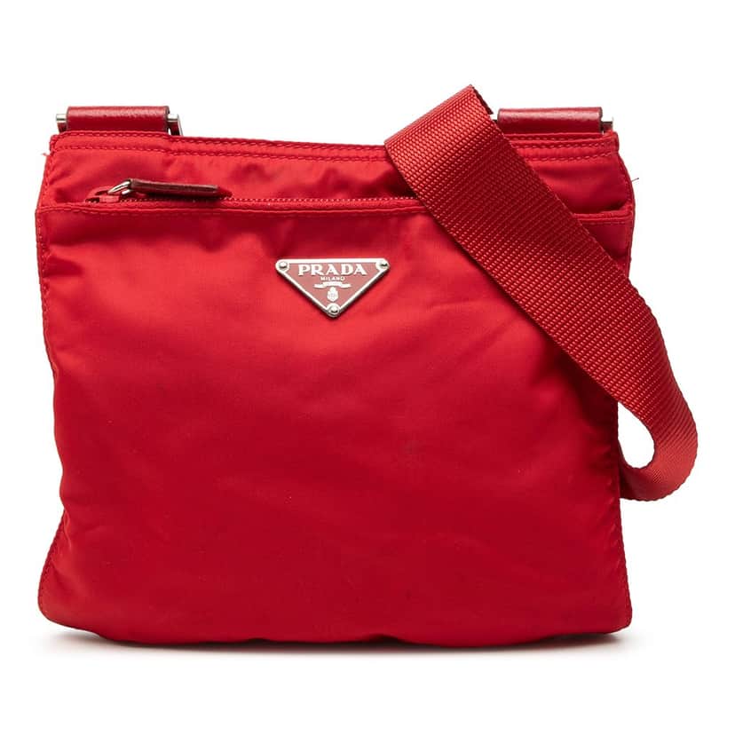 Prada Tessuto Zip Top Crossbody Red Very good condition - Front View