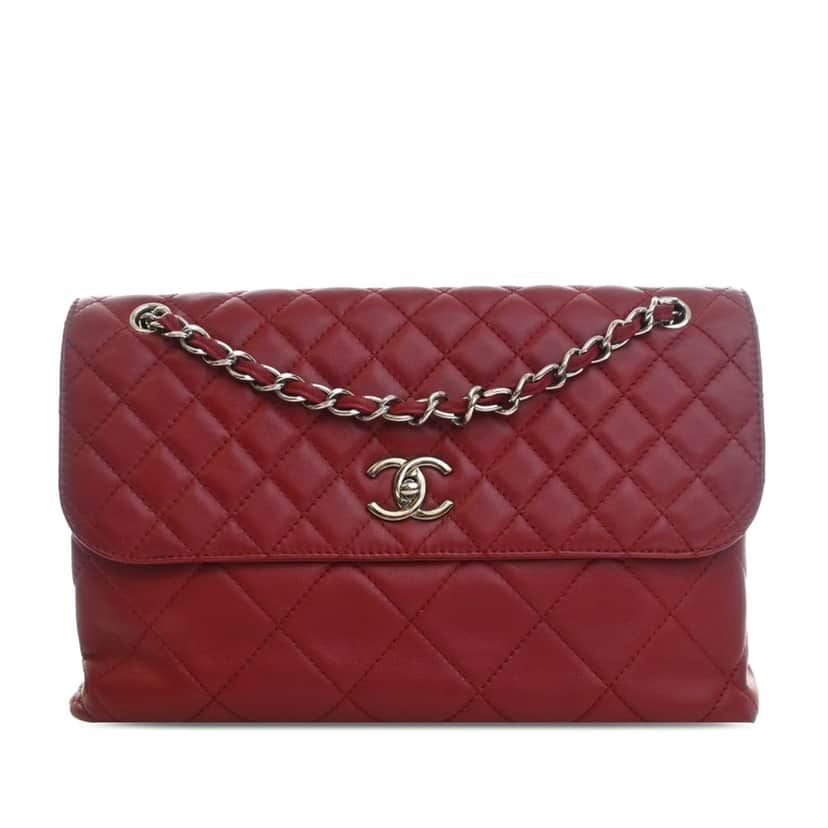 Chanel CC Quilted Calfskin In The Business Flap Red Leather Very good condition - Front View