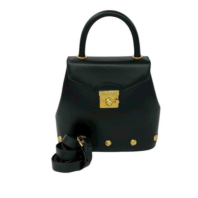 Ferragamo Studded Leather Satchel Black Leather Very good condition - Front View