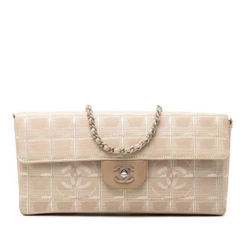 Chanel New Travel Line Nylon East West Flap Beige Very good condition - Front View