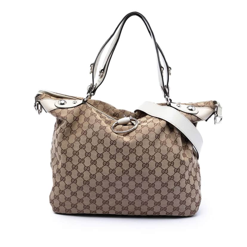 Gucci Large GG Canvas Icon Bit Satchel Beige Very good condition - Front View