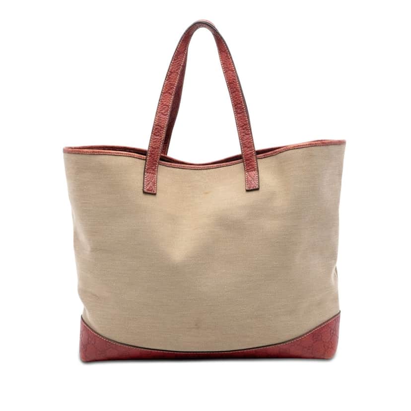 Gucci Guccissima Trimmed Canvas Tote Beige Very good condition - Front View