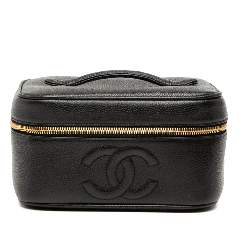 Chanel CC Caviar Vanity Case Black Leather Very good condition - Front View